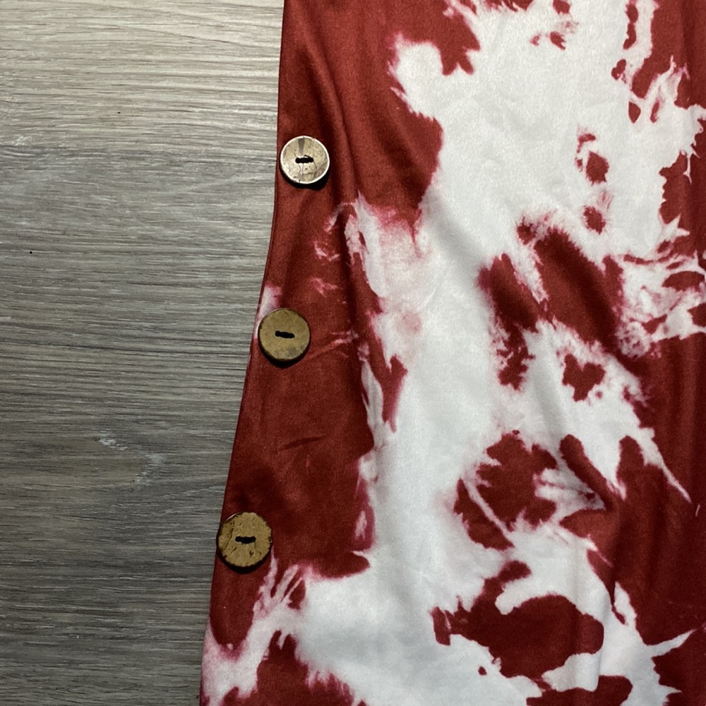 Shein Tie Dye Tunic Length V-Neck with Wooden Button Detail - Picture 3 of 5